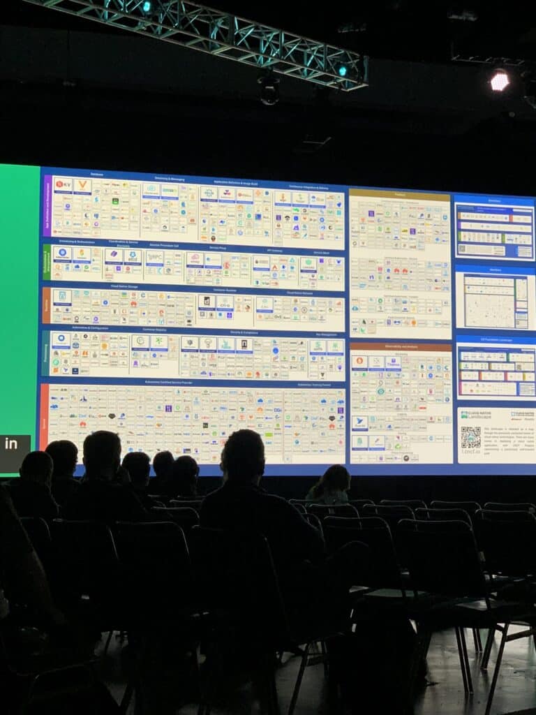 At KubeCon 2021, attendees can expect to see a large screen displaying a wealth of information, providing valuable takeaways for in-person participants.
