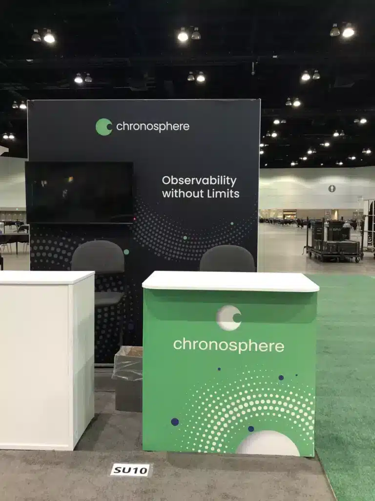 Prometheus Chromosphere booth at a trade show focusing on M3 Time Series solutions.