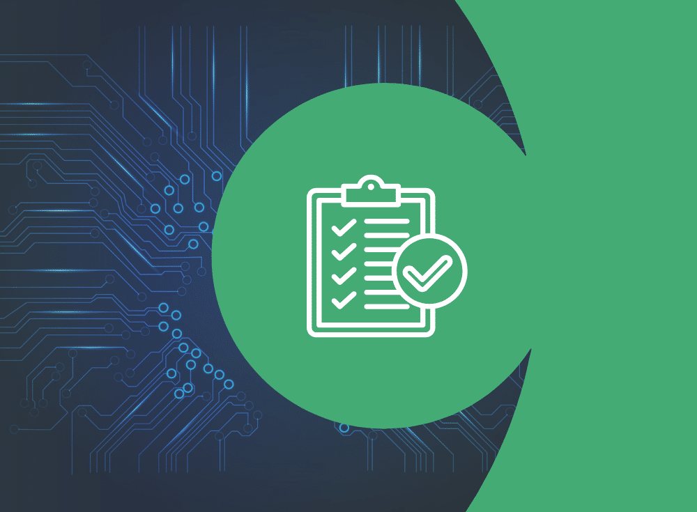 A clipboard with checkmarks and a checkmark icon, symbolizing release validation, is centered on a green circle overlaying a digital circuit board background.