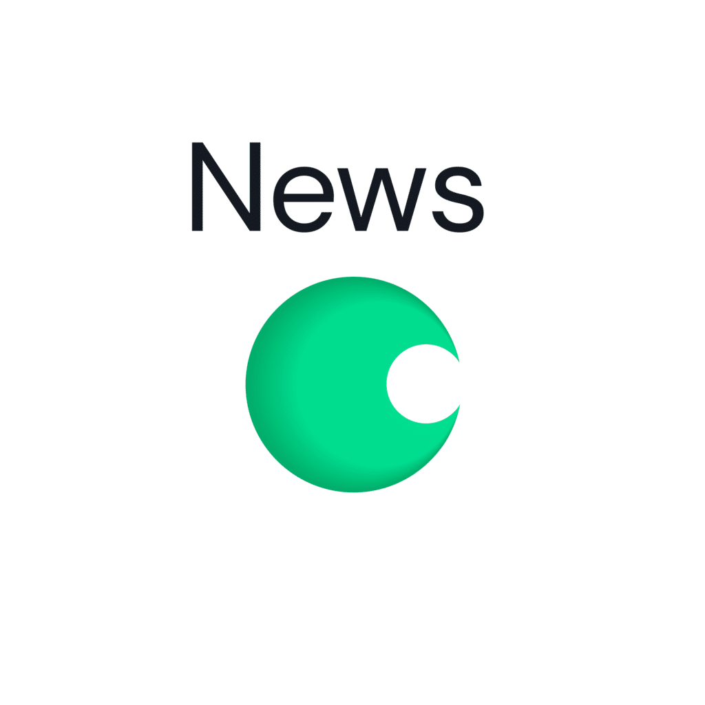 A green circle with the word news on it and Prometheus Data.