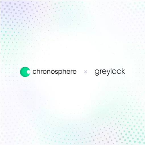 The logo for chronosphere and greylock.