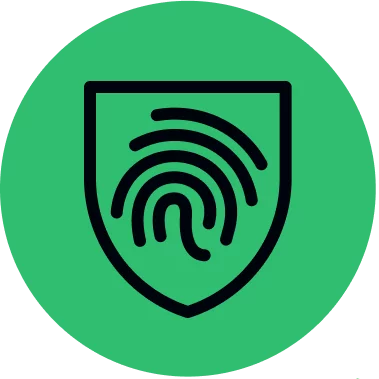 A green circle with a fingerprint icon.