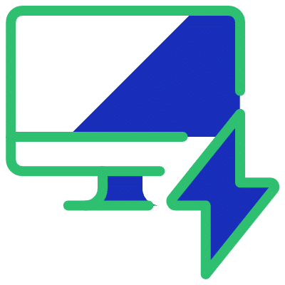 A scalable computer icon with a lightning bolt.