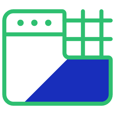 An open-source blue and green icon with a square in the middle, designed for data collection purposes.