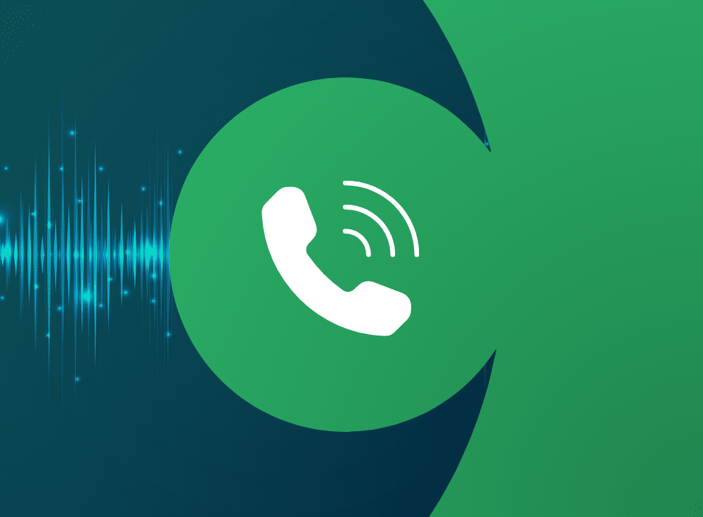 A green circle with a white phone icon and signal lines indicates primary on-call duty. Blue frequency waves on the left side contrast with the vibrant green background.