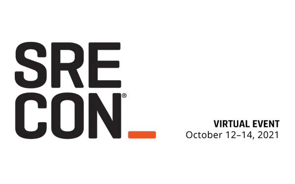 The logo for SREcon 2021, designed by Chronosphere, captures the essence of replay technology.