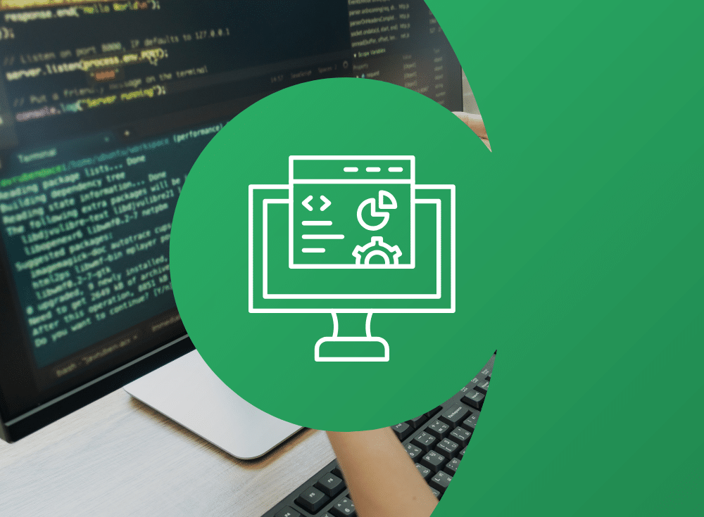 A developer is working on a computer with a green background, enhancing their developer productivity.