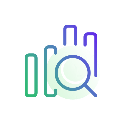 A stylized graphic of a magnifying glass over a city skyline with a minimalist design.