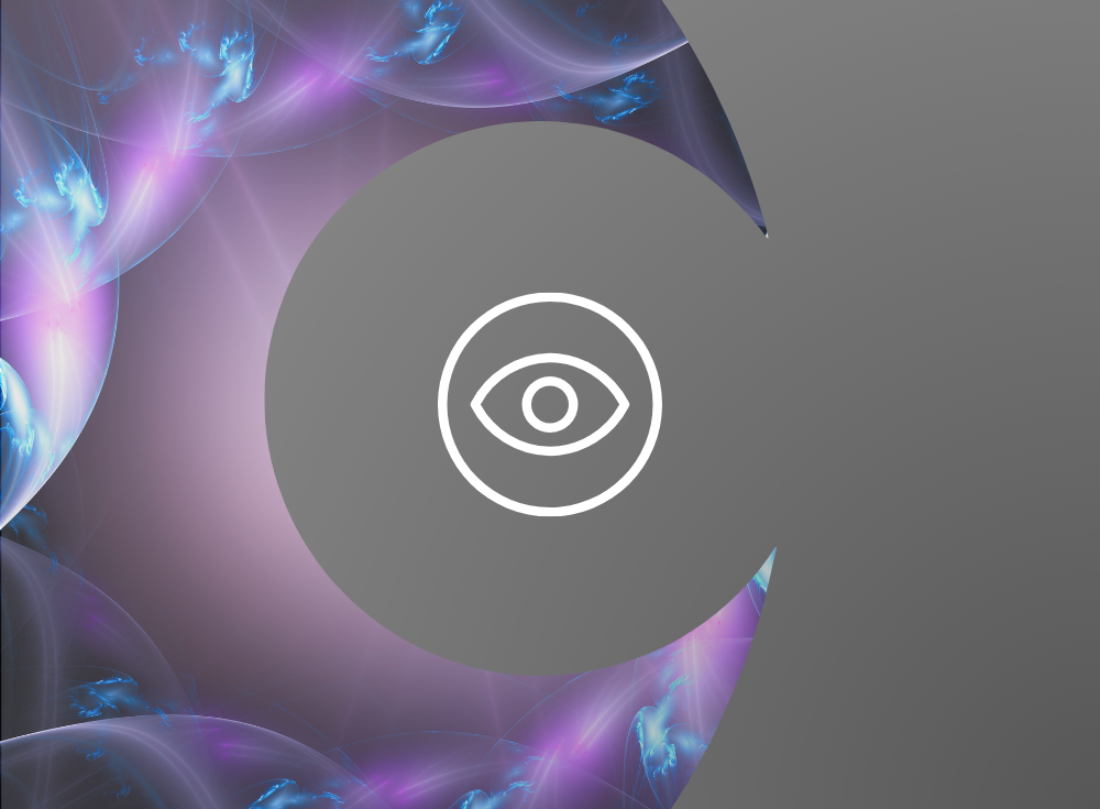 Abstract image featuring a large eye icon centered on a background of swirling blue, purple, and gray patterns, symbolizing the importance of understanding containers.