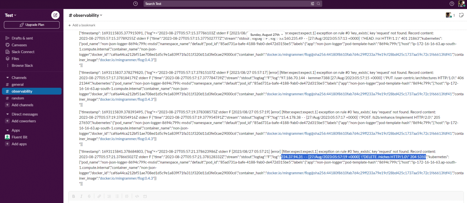 structured logging using Fluent Bit
