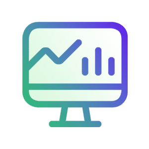 Icon of a computer monitor displaying a line graph and a bar chart, symbolizing data analysis or analytics.