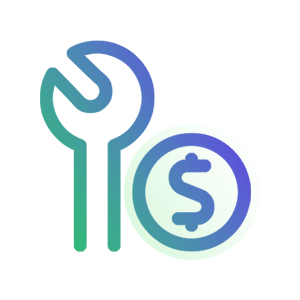 An icon of a wrench next to a coin with a dollar symbol.