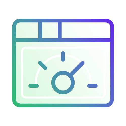 Icon of a speed gauge inside a web browser window, symbolizing website performance or speed testing.