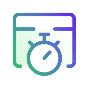 A gradient icon of a stopwatch overlaid on a calendar page.