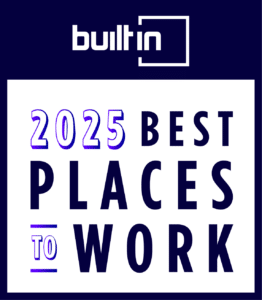 Text graphic with "builtin" logo proudly announces the "2025 Best Places to Work Awards," featuring noted companies like Chronosphere.