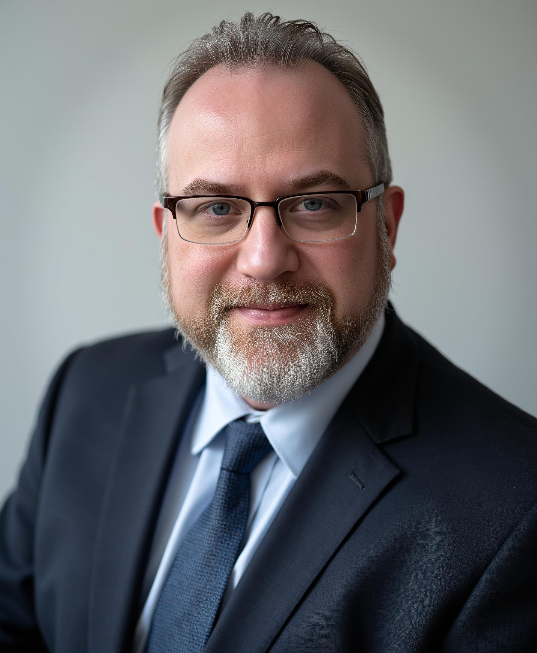 Sean Alvarez, a distinguished man with glasses and gray hair, dons a dark suit and tie. He offers a warm smile against a plain background.