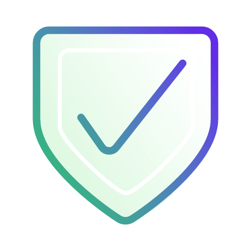 A shield icon with a check mark in the center, symbolizing security or verification.