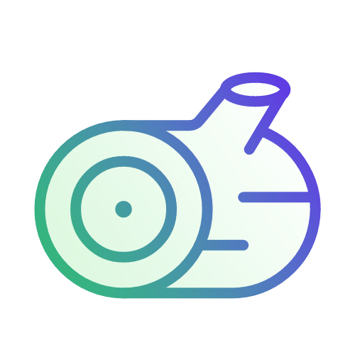 Simple illustration of a log with a branch stub, shown in green and blue gradient lines on a white background.
