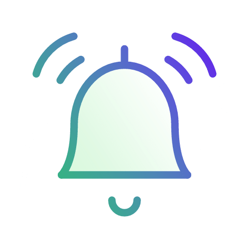 Simple bell icon with two curved lines on each side, indicating that the bell is ringing or notifying.