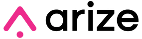 Arize logo with a stylized pink triangular icon on the left and the word "arize" in bold black lowercase letters on the right