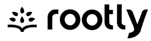 Rootly logo featuring a stylized plant sprouting from an open book—evoking growth and knowledge—next to the word "rootly" in bold, black lowercase letters
